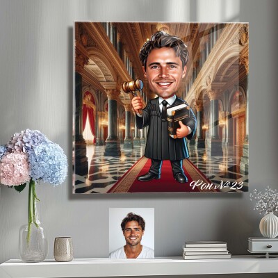 Стъклена карикатура на мъж - адвокат Стъклена карикатура на мъж - адвокат