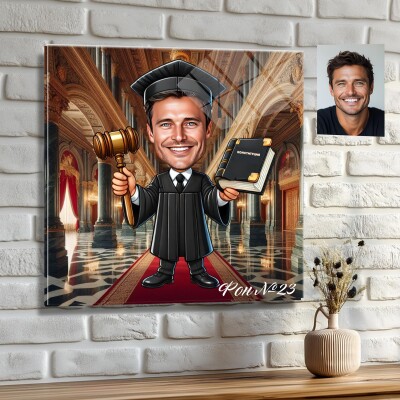 Стъклена карикатура на мъж - адвокат Стъклена карикатура на мъж - адвокат