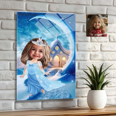 Стъклена карикатура на момиче - Ледена принцеса Стъклена карикатура на момиче - Ледена принцеса