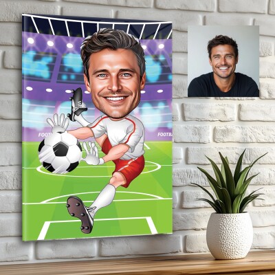 Стъклена карикатура на мъж футболист - вратар Стъклена карикатура на мъж футболист - вратар