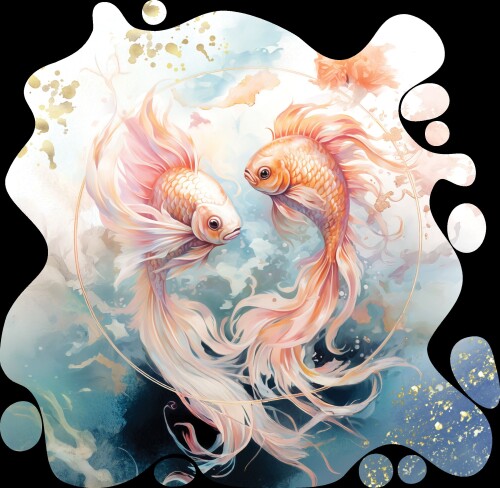 Дървен пъзел "Зодия Риби " Голд –  с фигурни елементи