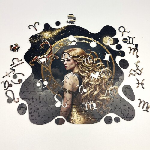 Дървен пъзел "Зодия Скорпион" –  с фигурни елементи