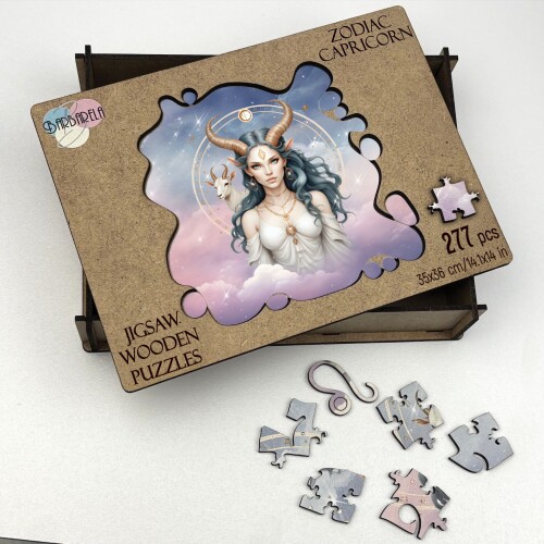 Дървен пъзел "Зодия Козирог" –  с фигурни елементи