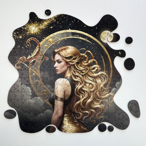 Дървен пъзел "Зодия Скорпион" –  с фигурни елементи