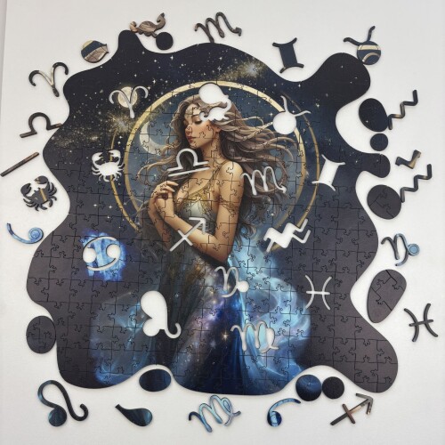 Дървен пъзел "Зодия Дева" –  с фигурни елементи