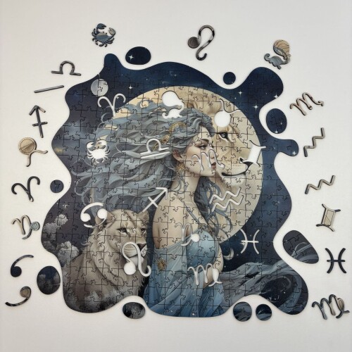 Дървен пъзел "Зодия Лъв" –  с фигурни елементи