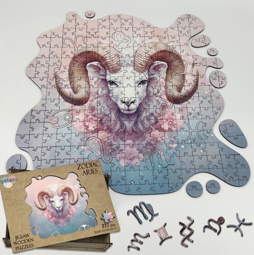Дървен пъзел "Зодия Овен" –  с фигурни елементи