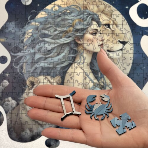 Дървен пъзел "Зодия Лъв" –  с фигурни елементи