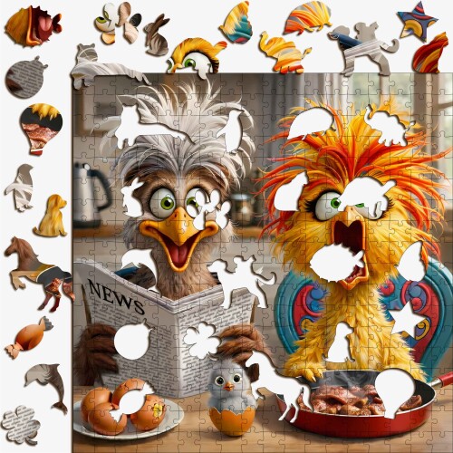 Дървен пъзел „Сутрешен хаос“  –  до 950 части