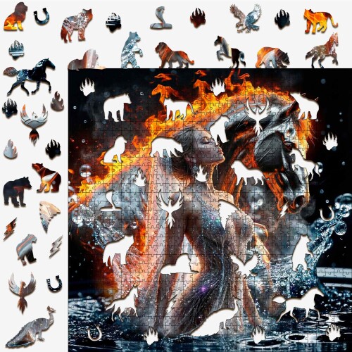 Дървен пъзел „Огън и вода“  –  до 940 части