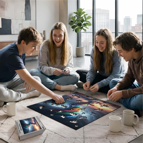 Дървен пъзел „Буря от цветове“  –  до 940 части