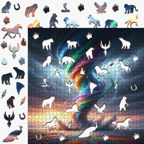 Дървен пъзел „Буря от цветове“  –  до 940 части