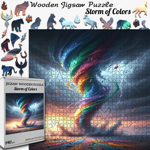 Дървен пъзел „Буря от цветове“  –  до 940 части