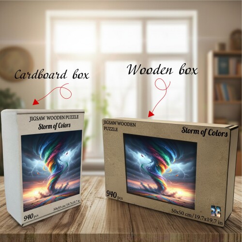 Дървен пъзел „Буря от цветове“  –  до 940 части