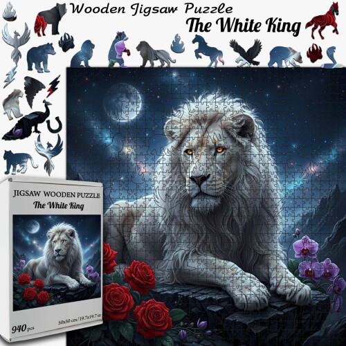 Дървен пъзел „Белият крал“  –  до 940 части