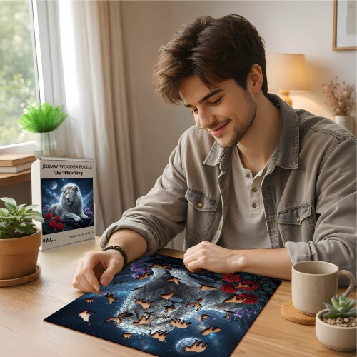 Дървен пъзел „Белият крал“  –  до 940 части
