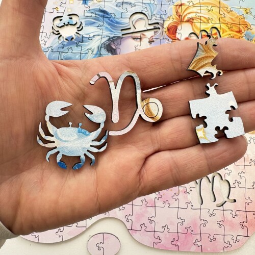 Дървен пъзел "Зодия Близнаци" –  с фигурни елементи