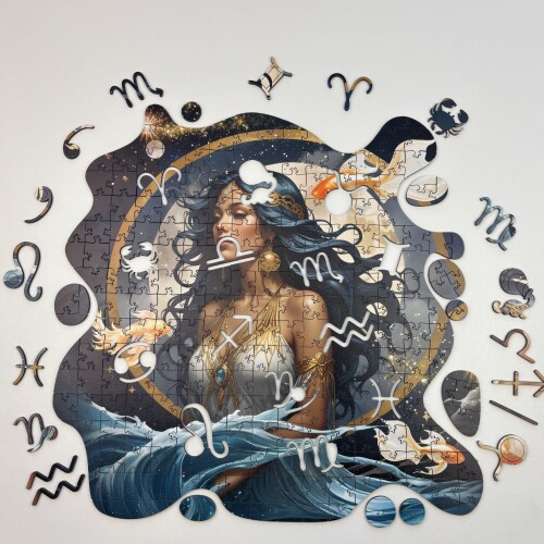 Дървен пъзел "Зодия Риби "  –  с фигурни елементи