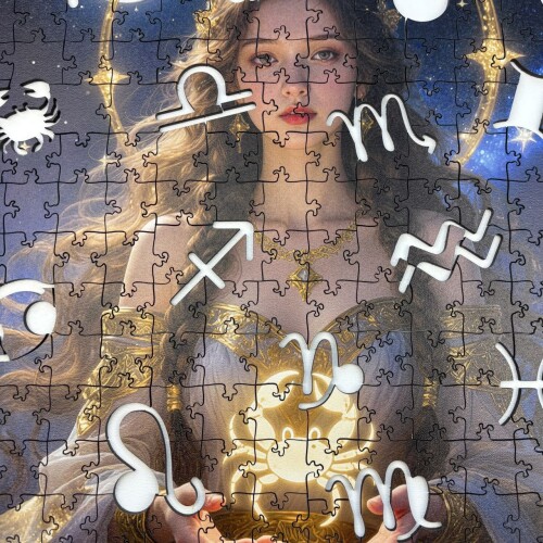 Дървен пъзел "Зодия Рак" –  с фигурни елементи