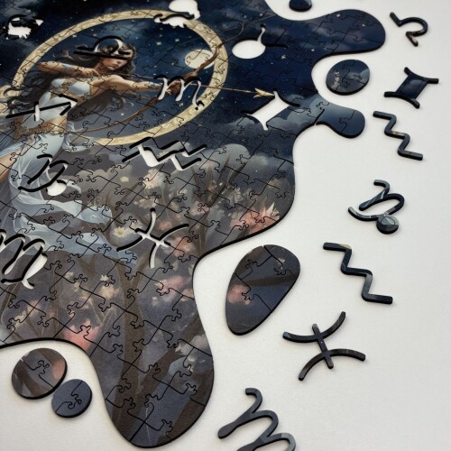 Дървен пъзел "Зодия Стрелец" –  с фигурни елементи