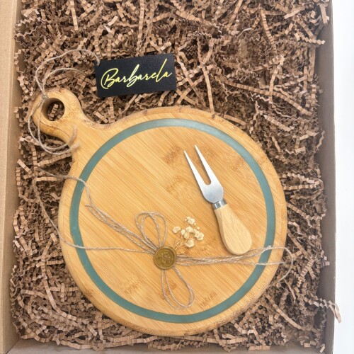 Светеща дъска от бамбук с нож за сирена  012