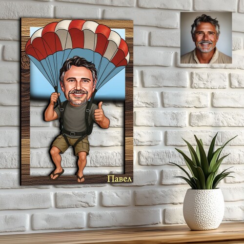 3Д карикатура на мъж - Парашутист