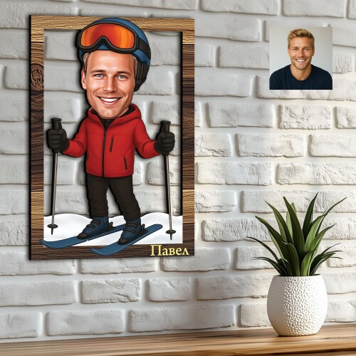 3Д карикатура на мъж - Скиор