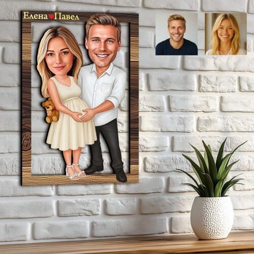 3Д карикатура на семейство с бременна жена