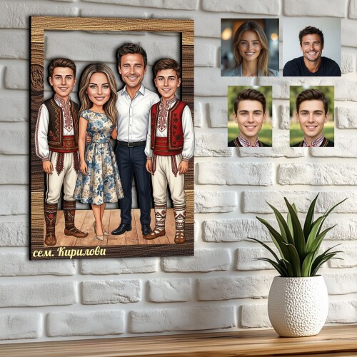 3Д карикатура на семейство с момчета