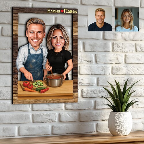 3Д карикатура на семейство готвачи модел 2