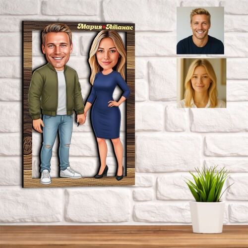 3Д карикатура на двойка хванати за ръце