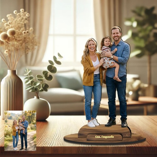 3D дървен плакет със снимка на клиента - Семейство