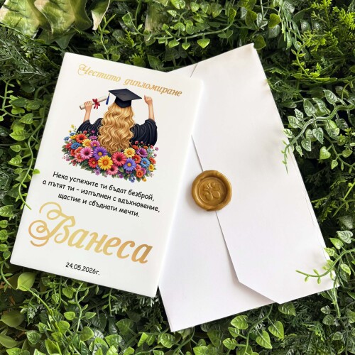 Картичка /Плакет за дипломиране с персонализация - 008