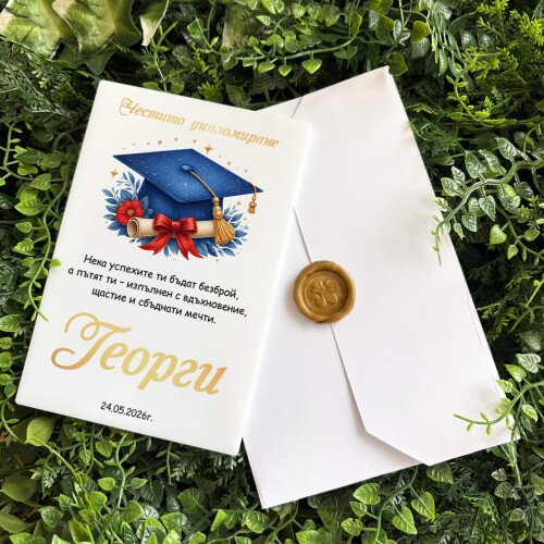 Картичка /Плакет за дипломиране с персонализация - 009