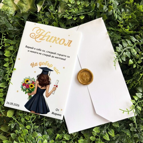 Картичка /Плакет за дипломиране с персонализация - 011